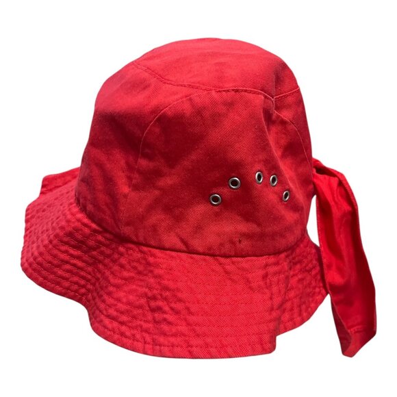Betmar New York Red Bucket Hat with Grommets and Back Bow – Gently Used - Picture 1 of 7